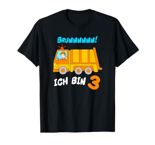 Müllabfuhr Auto Kinder 3. Geburtstag Junge Müllauto Müllmann T-Shirt von Müllfahrzeug Geburtstagsshirt