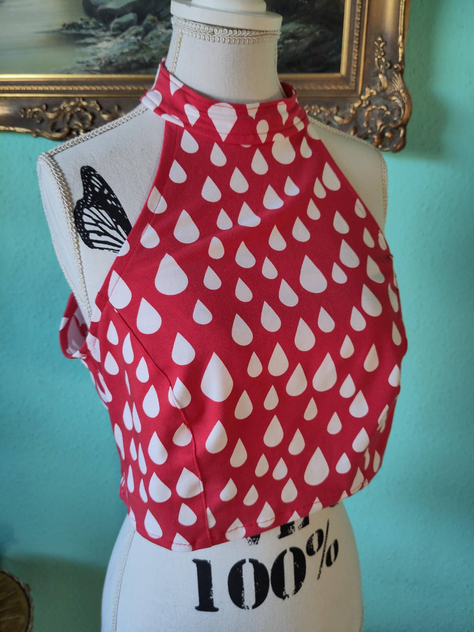 Selbstgenähter Neckholder Aus Jersey Größe 38 Mit Reißverschluss Rot Weiß von Muenchis