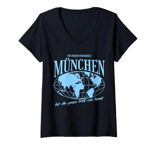 Damen München Heimat Fußball Stolz T-Shirt mit V-Ausschnitt Damen München Heimat Fußball Stolz T-Shirt mit V-Ausschnitt von Münchner Fans Tradition Fan Geschenkidee