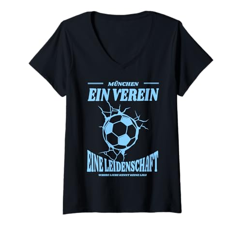 Damen München Fußball Fan T-Shirt mit V-Ausschnitt Damen München Fußball Fan T-Shirt mit V-Ausschnitt von Münchner Heimat Fans Geschenkidee