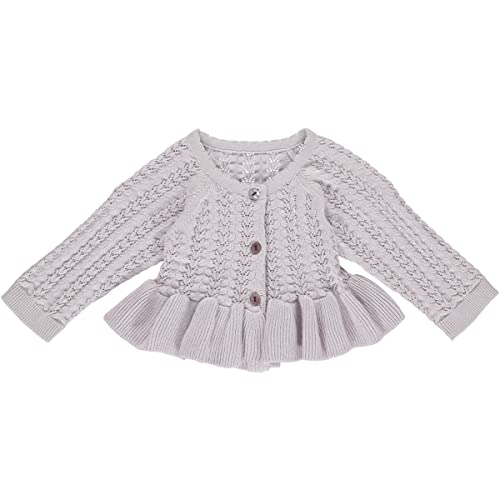 Müsli by Green Cotton Baby Girls Knit Needle Out Cardigan Sweater, Soft Lilac, 74 von Müsli by Green Cotton