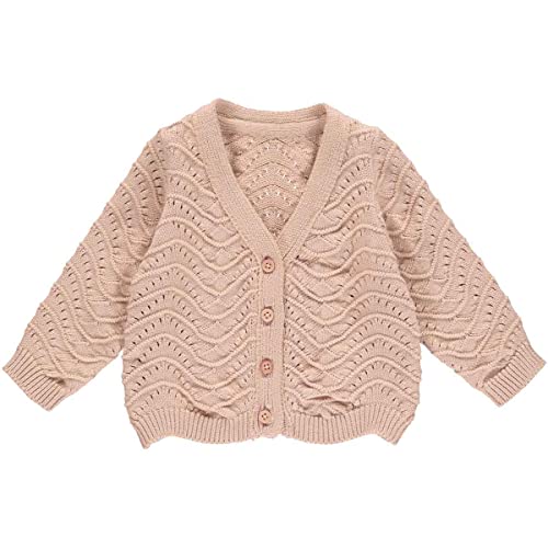 Müsli by Green Cotton Baby - Mädchen Knit Needle Out Baby Cardigan Sweater, Spa Rose, 56 EU von Müsli by Green Cotton