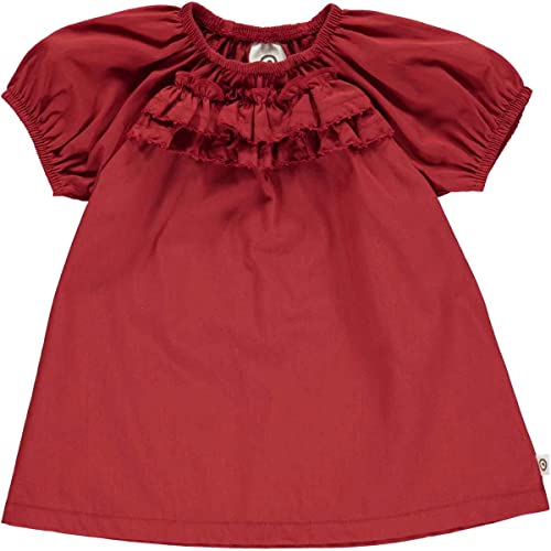 Müsli by Green Cotton Baby - Mädchen Poplin Frill S/S Baby Casual Dress, Berry Red, 56 EU von Müsli by Green Cotton