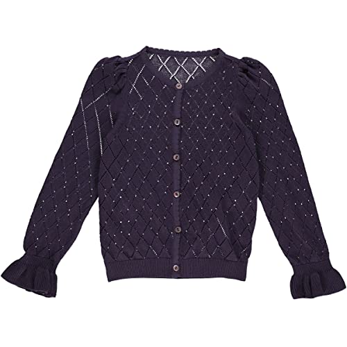 Müsli by Green Cotton Girl's Knit Frill Cardigan Sweater, Dark Lilac, 104 von Müsli by Green Cotton