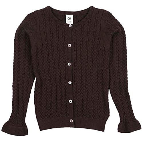 Müsli by Green Cotton Mädchen Knit Frill Cardigan Sweater, Coffee, 140 EU von Müsli by Green Cotton