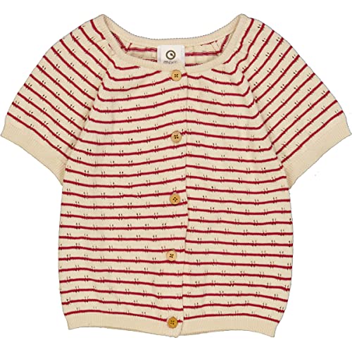 Müsli by Green Cotton Mädchen Knit Stripe S/S Cardigan Sweater, Berry Red, 104 EU von Müsli by Green Cotton