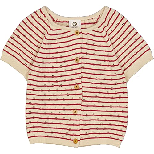 Müsli by Green Cotton Mädchen Knit Stripe S/S Cardigan Sweater, Berry Red, 122 EU von Müsli by Green Cotton