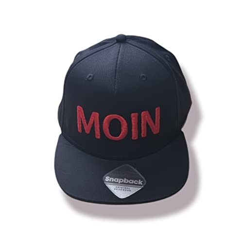 5 Panel Snapback Cap, Bestickt in 3D Optik mit dem Text Moin von Mützenfritze