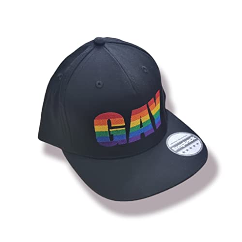 Mützenfritze Hochwertig bestickte 5 Panel Snapback Cap Gay in Regenbogenfarben. Ideal für CSD, Pride usw. Größenverstellbar von Mützenfritze