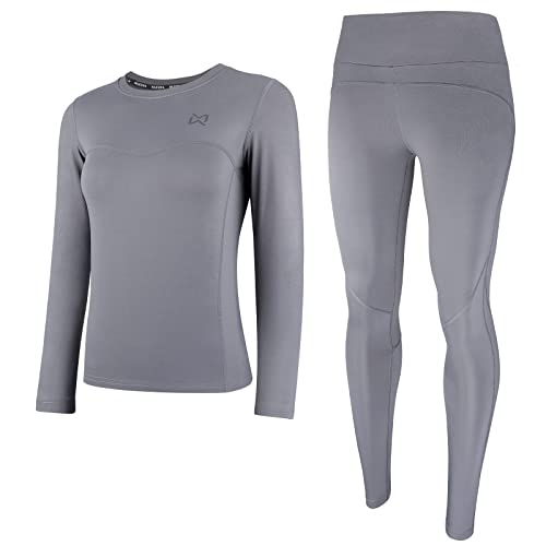 Muezna Thermounterwäsche Set für Damen Lange Unterhose Ski Base Layer mit weichem Fleece gefüttert, Thermo-Ober- und Unterwäsche für kaltes Wetter, grau, 46 von Muezna