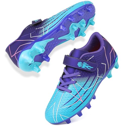 Mufanton Fußballschuhe Jungen Low Top Spikes Professionelle Fussballschuhe Kinder Athletics Trainingsschuhe Mädchen Fußballschuhe Sportschuhe,Blau Lila,EU36 von Mufanton