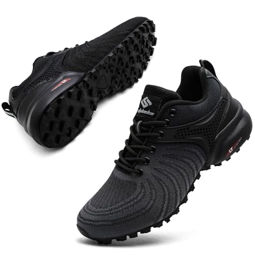 Mufanton Traillaufschuhe Herren Laufschuhe Wanderschuhe Leicht Straßenlaufschuhe Sneaker Trekkingschuhe rutschfeste Outdoor Fitnessschuhe Sportschuhe,Schwarz Grau,EU44 von Mufanton