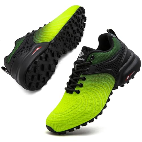 Mufanton Traillaufschuhe Herren Laufschuhe Wanderschuhe Leicht Straßenlaufschuhe Sneaker Trekkingschuhe rutschfeste Outdoor Fitnessschuhe Sportschuhe,Schwarz Grün,EU43 von Mufanton