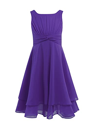 Mufeng Kinder Mädchen Festlich Kleid Ärmellos Hochzeitskleid Blumenkinder Kleid Chiffon Sommerkleid Party Geburtstag Festzug Aa Lila a 158-164 von Mufeng