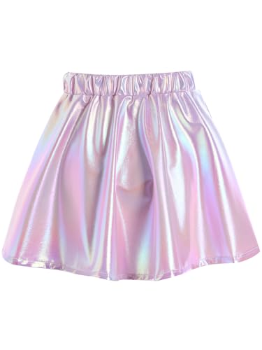 Mufeng Kinder Mädchen Glitzer Tanzrock Glänzend Rock Metallic Minirock Plisseerock Partyrock Karneval Geburtstag Jazz Tanzkleidung Helles Lila 158-164 von Mufeng
