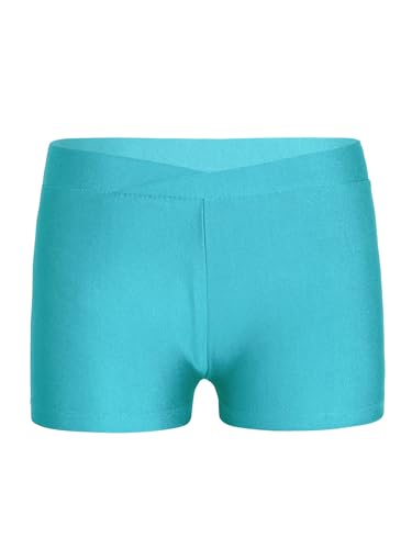 Mufeng Kinder Mädchen Sport Shorts Booty Kurze Hose Sportlich Hot Pants Tanzshorts Untershorts Workout Fitness Yoga Freizeit B Blau Grün 158-164 von Mufeng