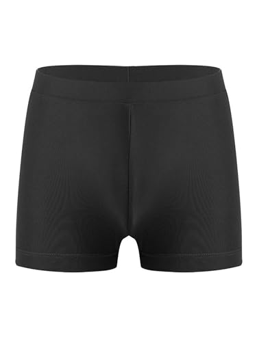 Mufeng Kinder Mädchen Sport Shorts Booty Kurze Hose Sportlich Hot Pants Tanzshorts Untershorts Workout Fitness Yoga Freizeit D Schwarz 146-152 von Mufeng