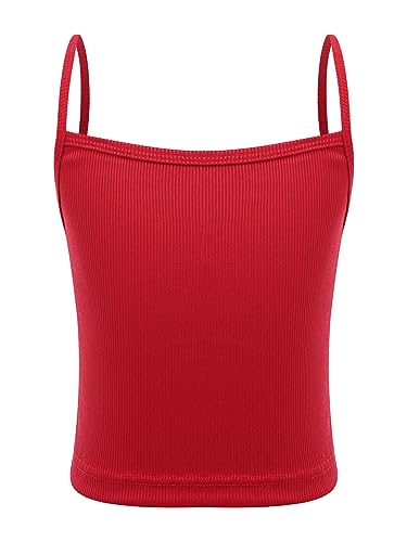 Mufeng Kinder Mädchen Sport Shirt Tank Top Träger Weste Bauchfrei Oberteiler Unterhemd Fitness Sport Training Jogging Yoga A Rot 140-152 von Mufeng