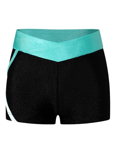 Mufeng Kinder Mädchen Sport Shorts Booty Kurze Hose Sportlich Hot Pants Tanzshorts Untershorts Workout Fitness Yoga Freizeit Ca Blau Grün 134-140 von Mufeng