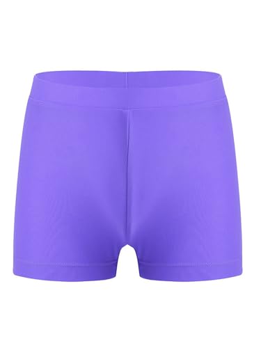 Mufeng Kinder Mädchen Sport Shorts Booty Kurze Hose Sportlich Hot Pants Tanzshorts Untershorts Workout Fitness Yoga Freizeit D Hell Lila 110-116 von Mufeng