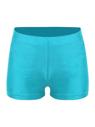 Mufeng Kinder Mädchen Sport Shorts Booty Kurze Hose Sportlich Hot Pants Tanzshorts Untershorts Workout Fitness Yoga Freizeit G Blau Grün 110-116 von Mufeng