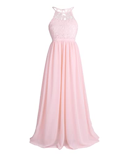 Mufeng Mädchen Festlich Kleid Lang Blumenmädchenkleid Chiffon Prinzessin Kleid Brautjungfernkleid Party Abend Festzug C Perlrosa B 170-176 von Mufeng