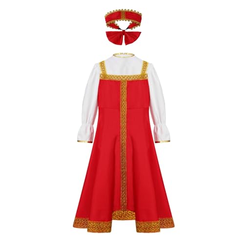 Mufeng Mädchen Russisches Prinzessin Kleid Traditionelles Russisches Kleid Mit Kopfbedeckung Puffärmel Halloween Karneval Ballkleid Partykleid Rot 170 Mufeng Mädchen Russisches Prinzessin Kleid Traditionelles Russisches Kleid Mit Kopfbedeckung Puffärmel Halloween Karneval Ballkleid Partykleid Rot 170 von Mufeng