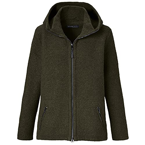 Mufflon Damen Wolljacke Mu- Nele W100 mit Kapuze Forest Oliv grün - L von Mufflon