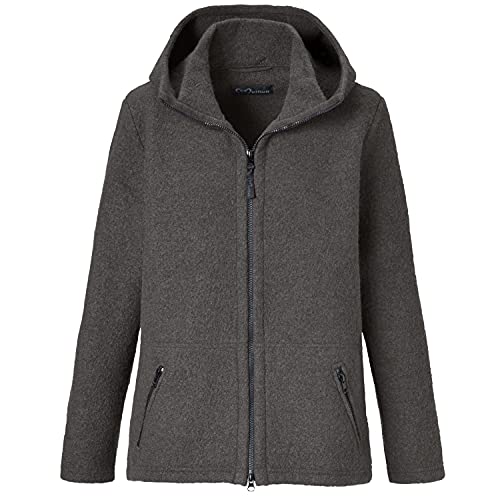 Mufflon Damen Wolljacke Mu- Nele W100 mit Kapuze Granit grau - XL von Mufflon