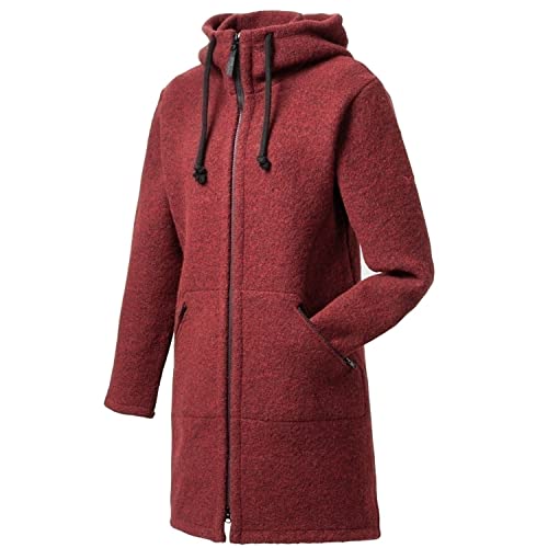 Mufflon Damen Wollmantel Mu-Carla W300 mit Kapuze rosso weinrot - L von Mufflon