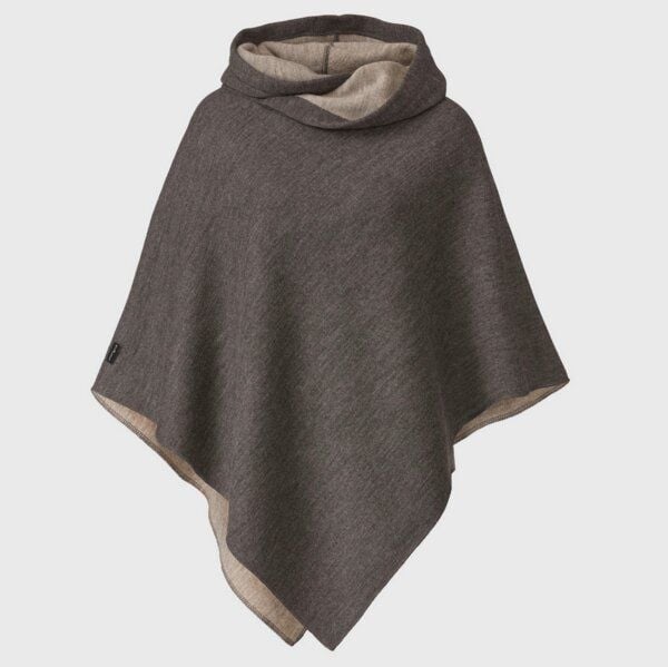 Mufflon Poncho mit Kapuze für Frauen (zweifarbig) - S15 granit mit S12 stone von Mufflon