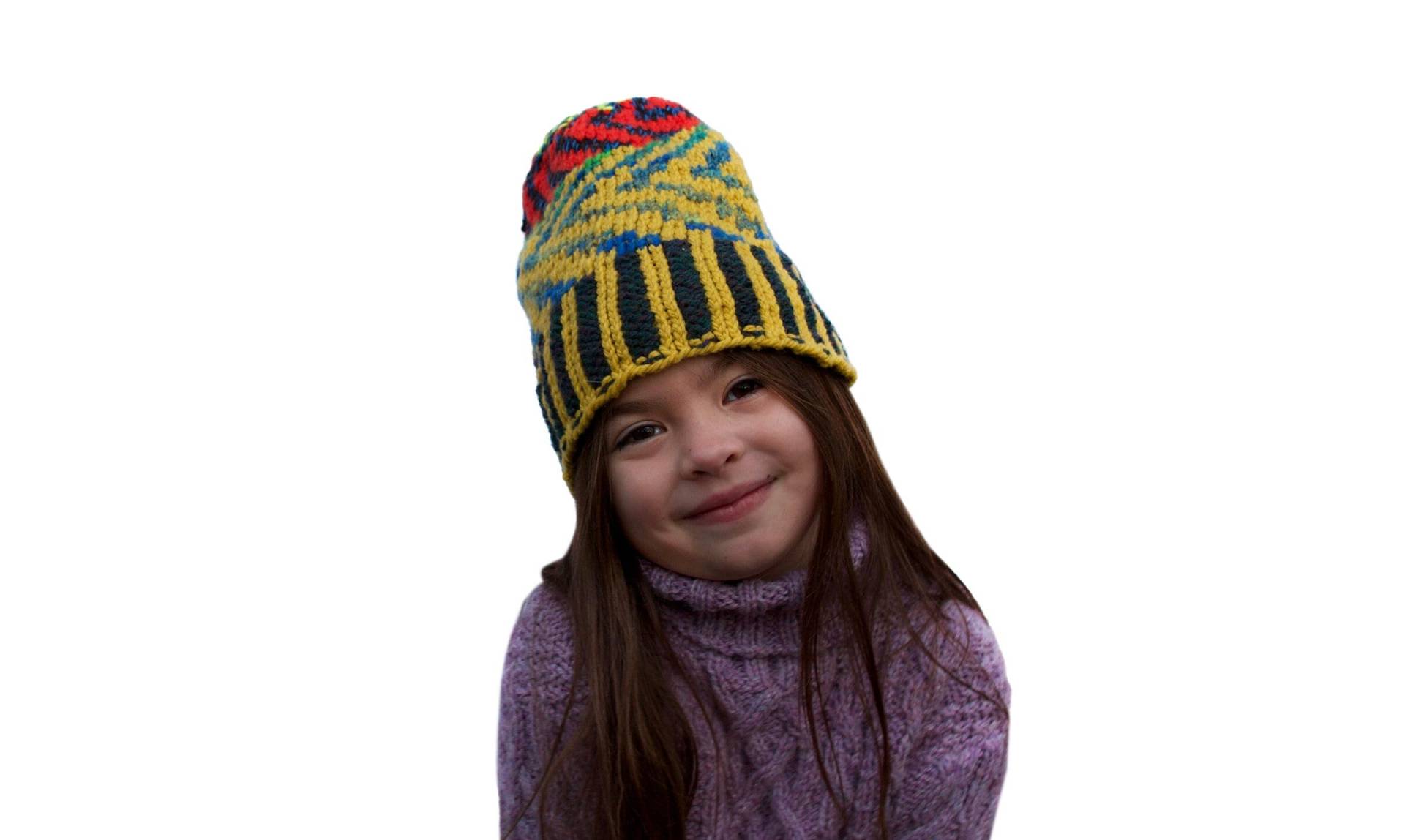 One Of A Kind - Handgestrickte Mütze Beanie Wolle Chevron Design Erwachsene S/M Kinder M/Large Ooak von MuffyBrandt