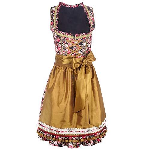 Damen Dirndl Kleid Dirndlkleid Trachtenkleid traditionell Midi Bertha olivgrün 36 von Mufimex