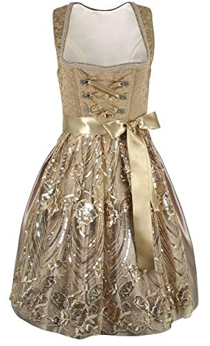 Damen Dirndl Kleid Dirndlkleid Trachtenkleid traditionell Midi Julia Gold 34 von Mufimex