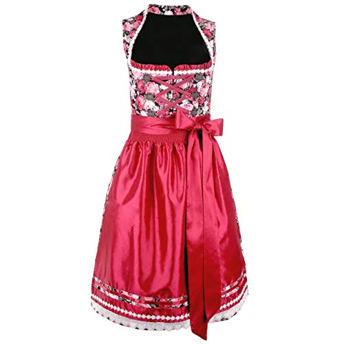 Damen Dirndl Kleid Dirndlkleid Trachtenkleid traditionell Midi Mariola Bordeaux 36 von Mufimex