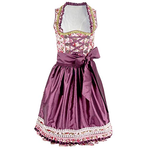 Damen Dirndl Kleid Dirndlkleid Trachtenkleid traditionell Midi Tilda lila 46 von Mufimex