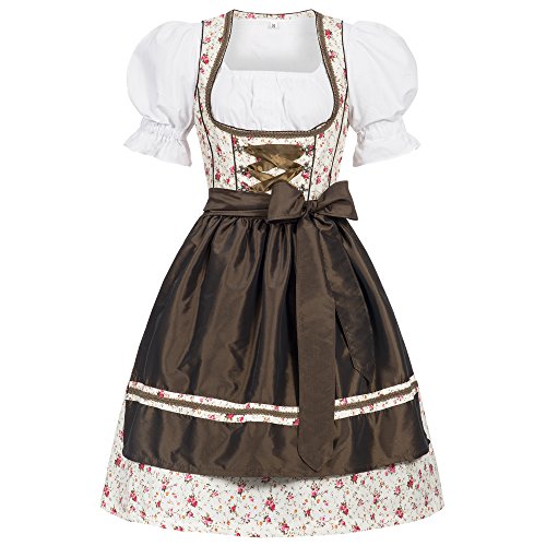 Mufimex Damen Dirndl Kleid Dirndlkleid Trachtenkleid Midi Blümchenstoff Erna 34 von Mufimex