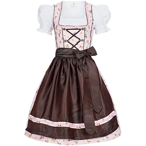 Mufimex Damen Dirndl Kleid Dirndlkleid Trachtenkleid Midi Blümchenstoff Jessy 44 von Mufimex