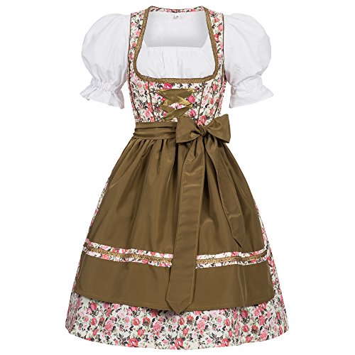 Mufimex Damen Dirndl Kleid Dirndlkleid Trachtenkleid Midi Blümchenstoff Joise 34 von Mufimex