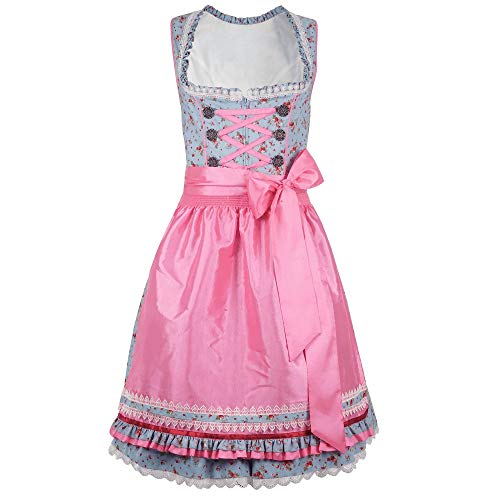Mufimex Damen Dirndl Kleid Dirndlkleid Trachtenkleid traditionell Midi Hannelore rosa 34 von Mufimex