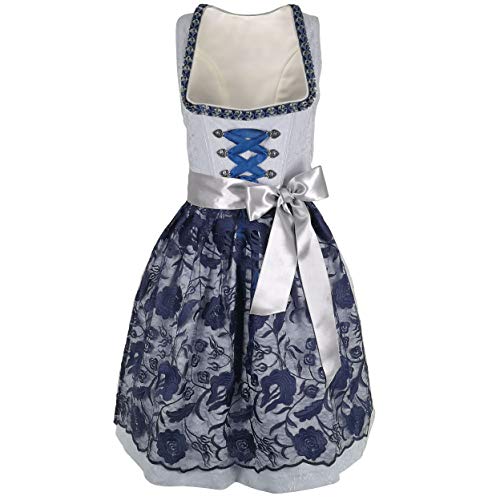 Mufimex Damen Dirndl Kleid Dirndlkleid Trachtenkleid traditionell Midi Katharina Hellblau 36 von Mufimex