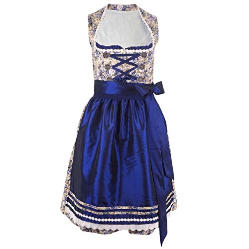 Mufimex Damen Dirndl Kleid Dirndlkleid Trachtenkleid traditionell Midi Pauline Royalblau 40 von Mufimex