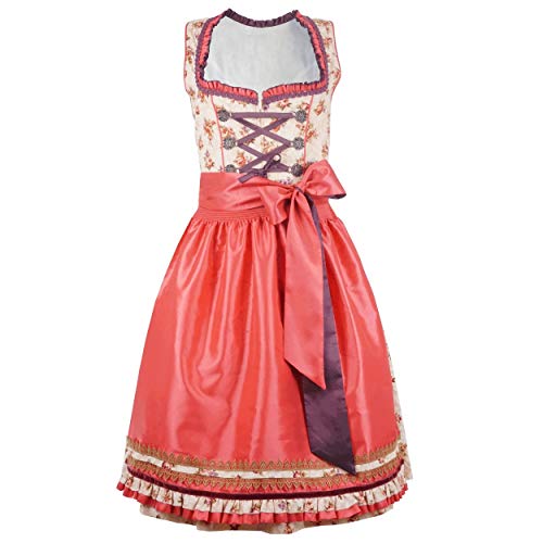 Mufimex Damen Dirndl Kleid Dirndlkleid Trachtenkleid traditionell Midi Sarina aprikot 38 von Mufimex