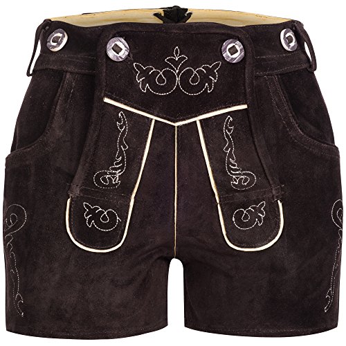 Mufimex Damen Trachten Lederhose Shorts kurz Dunkelbraun Gr. 38 von Mufimex