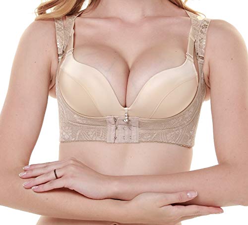 Mufimex Dirndl Büstenhebe Oktoberfest Dirndl-BH Push Up BH Beige L von Mufimex