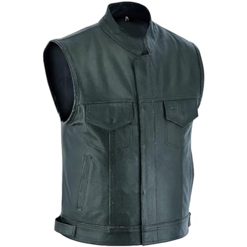 Mufimex Herren Lederweste Motorradweste Chopper Weste Kutte Leder Biker Rocker Motorrad Clubweste Schwarz M von Mufimex