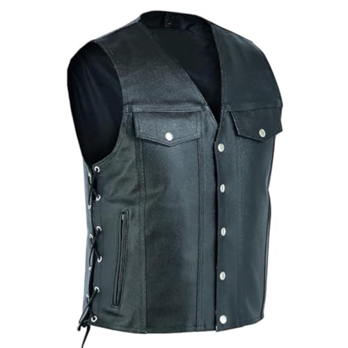 Mufimex Herren Lederweste Motorradweste Chopper Weste Kutte Leder Biker Rocker Motorrad Clubweste schwarz L von Mufimex