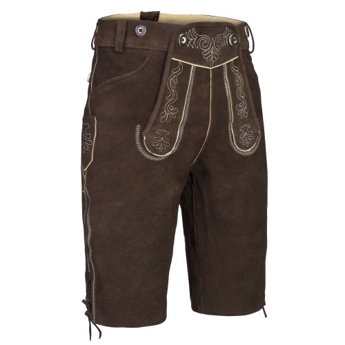 Mufimex Herren Trachten Lederhose Trachtenlederhose Trachtenhose Kurz Dunkelbraun 54 von Mufimex