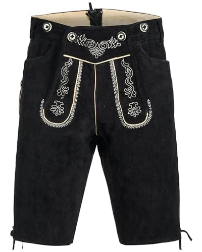 Mufimex Herren Trachten Lederhose Trachtenlederhose Trachtenhose Kurz Schwarz 50 von Mufimex