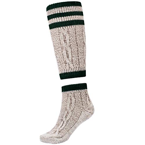 Mufimex Trachtensocken Trachtenstrümpfe Schoppersocke mit Zopfmuster Herren und Damen Beige 2 tlg. 42 von Mufimex